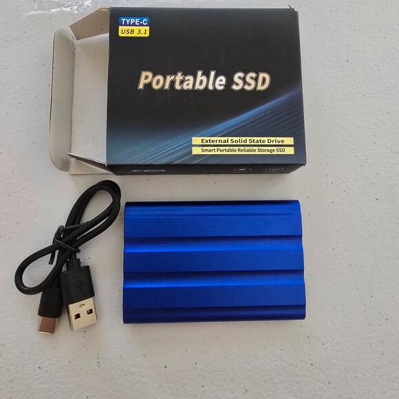2TB Portable SSD External Solid State Drive Type-C USB 3.1 Blue NIB - Picture 1 of 10